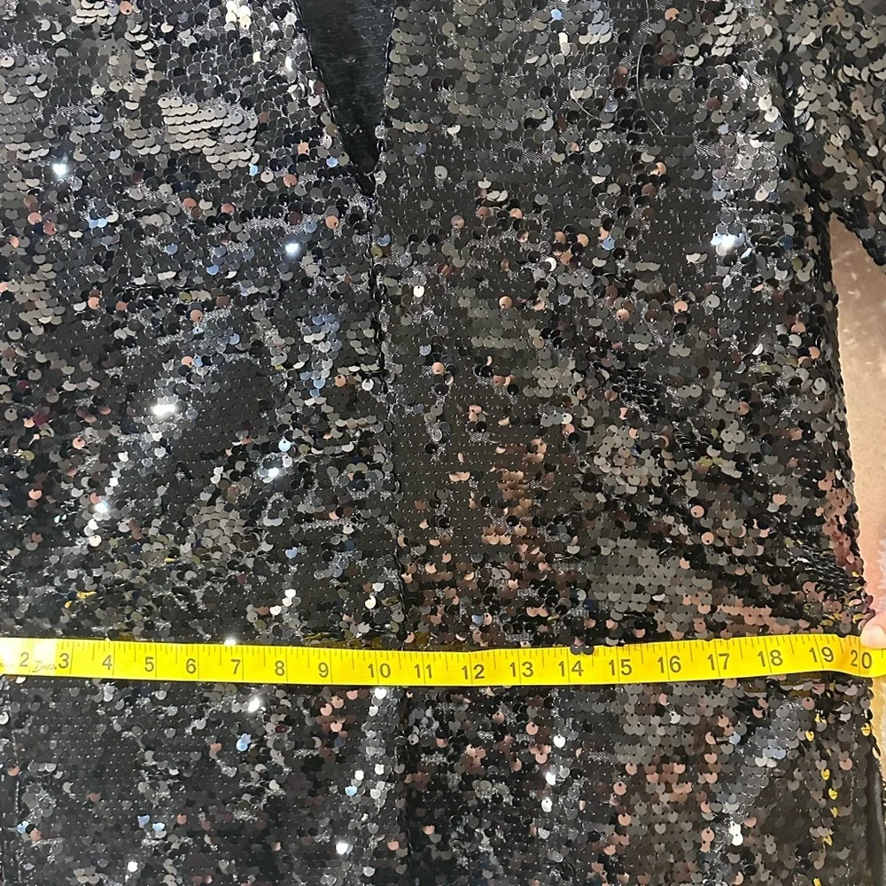 Zara Women's Sparkling Black Sequin Blazer - Picture 4 of 7